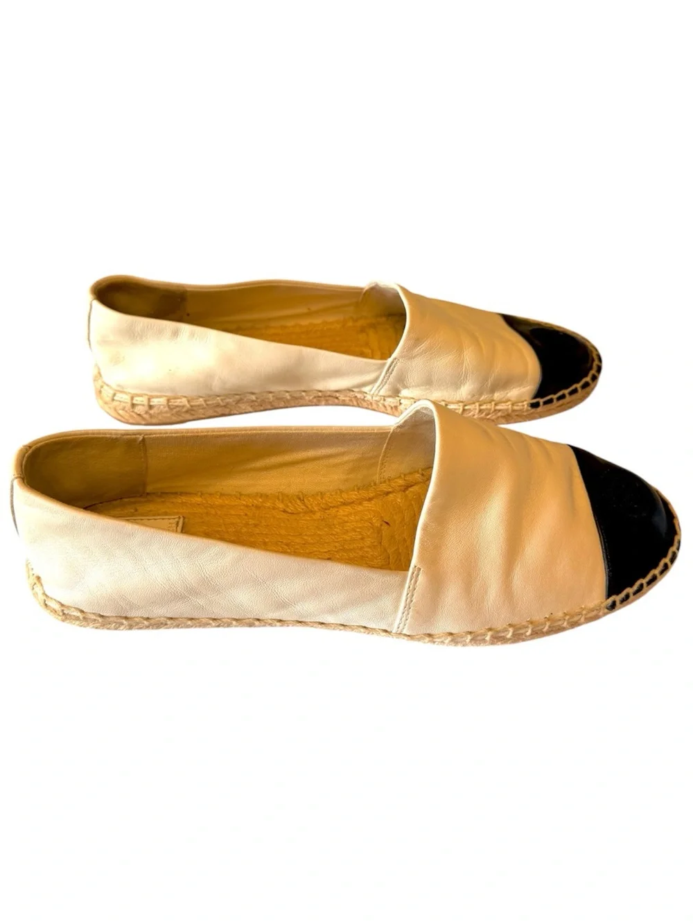 Tory Burch Mestico Espadilles Size 8-1/2 White with Black Toe